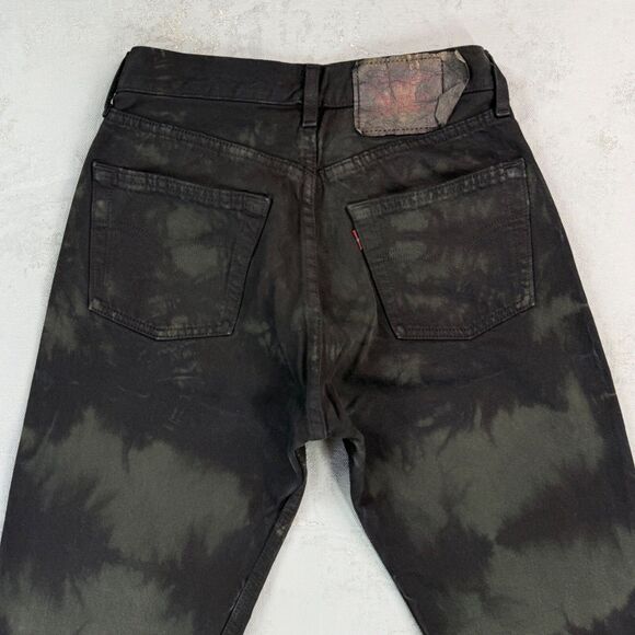 Vintage 1990s Levi's 501 Black Overdyed Tie-Dyed Red Tab Jeans Fit 25 x 26 - Picture 7 of 7